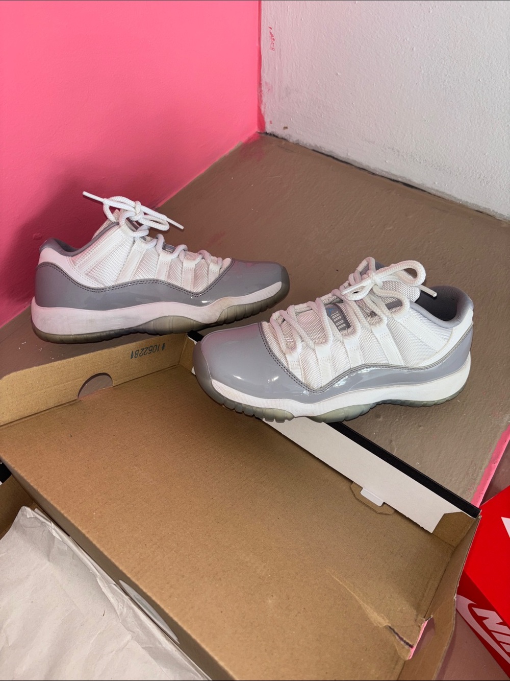 Kids Low-Top Athletic Sneakers in White and Gray